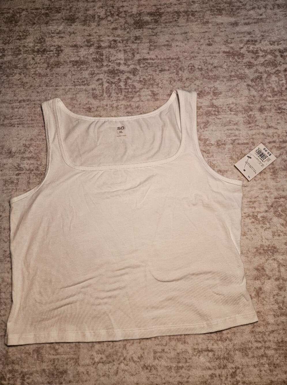 SO White Square-Neck Tank Top - Women's Basic Ribbed Style